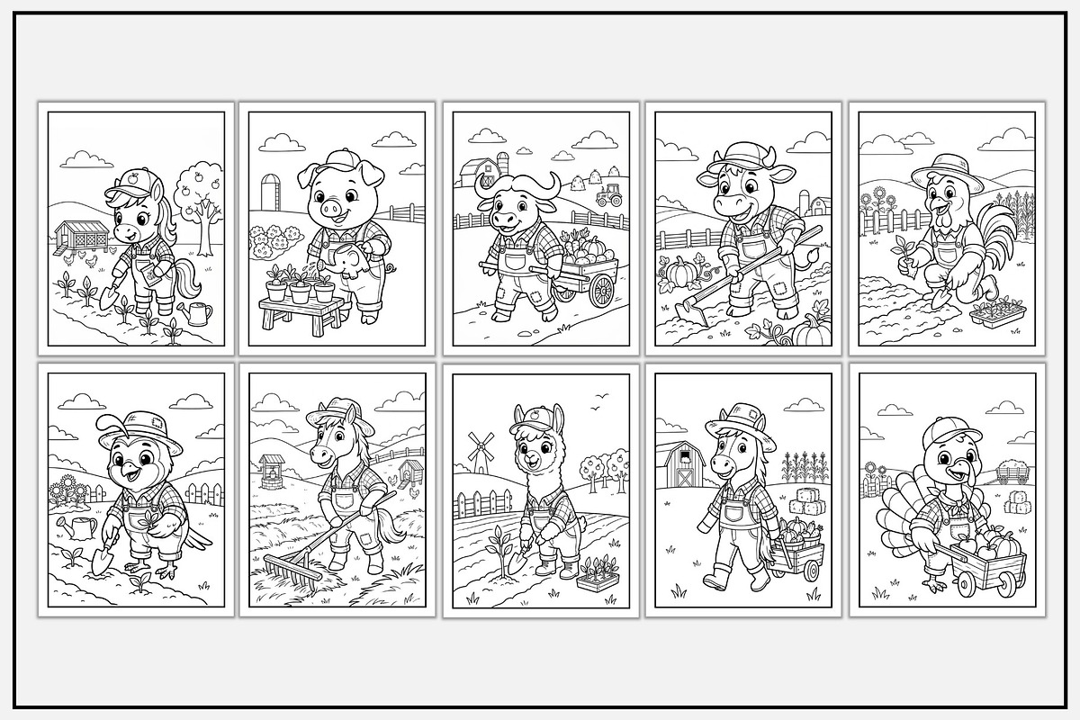 Farmer Animal Coloring Book for Kids, an Animal Illustration by Lamia Emad (Photo 3 of 5)