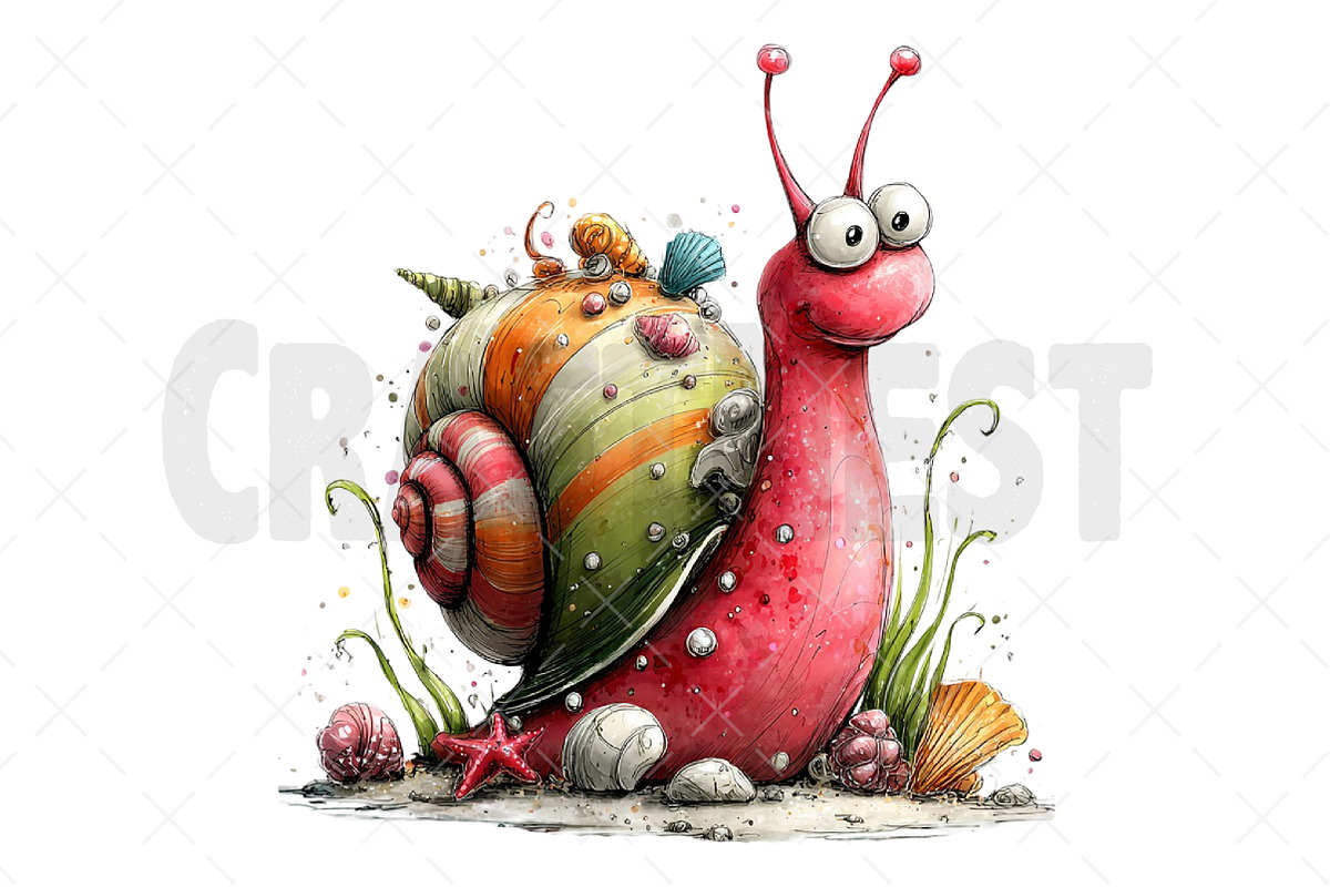 Whimsical Summer Snail Clipart, an Illustration by Craft Nest (Photo 12 of 12)