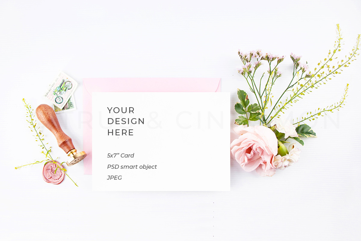 5x7 Card & Invitation Mockup 1950, a Print Template by Citrus and Cinnamon