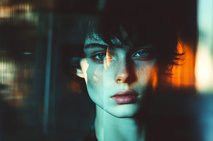 Reflective Portrait of Person with Dramatic Shadows, an Abstract Photo by Natalia Klenova's Shop