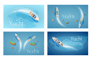 Set of yachts maritime ships at sea, a Transportation Illustration by TopVector