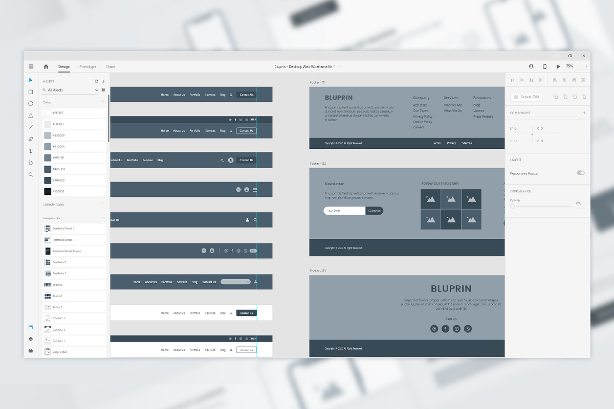 Bluprin – AdobeXD Web Wireframe Kit, a Wireframe Template by UX Dummy (Photo 3 of 5)