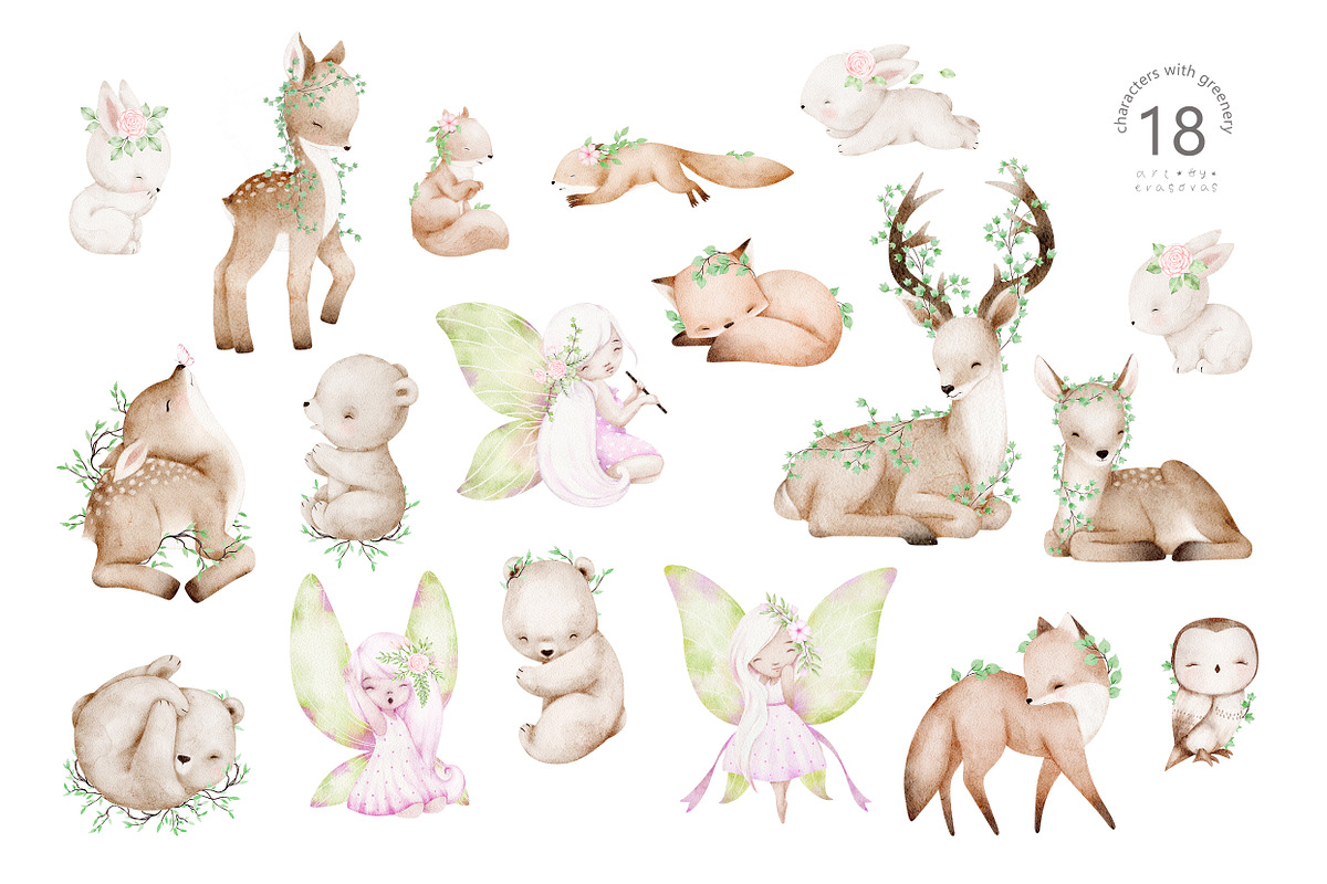 SPRING MELODY watercolor set, an Animal Illustration by erasovas (Photo 2 of 13)