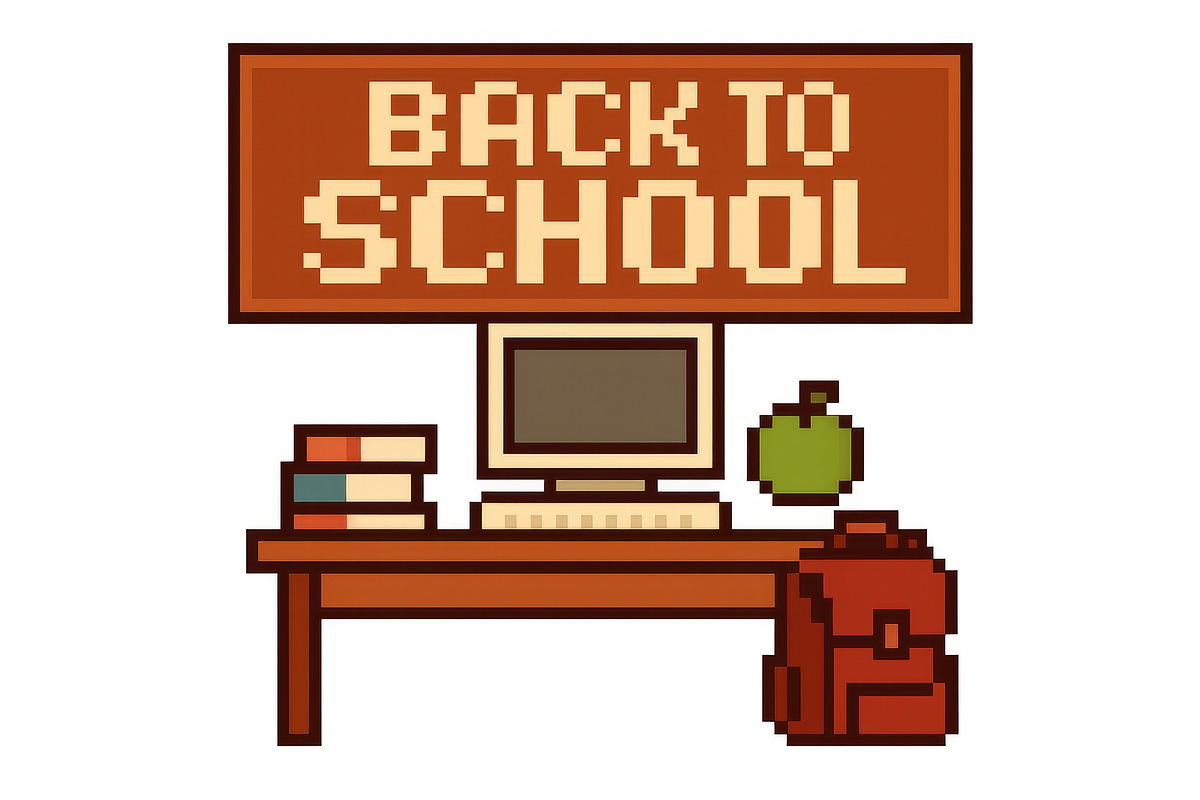 Back to school concept with computer, an Illustration by Dvoevnore photos