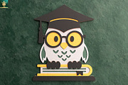 Graduation Owl 3D Layered Cut File, an Animal Illustration by pixaroma (Thumbnail 8 of 8)