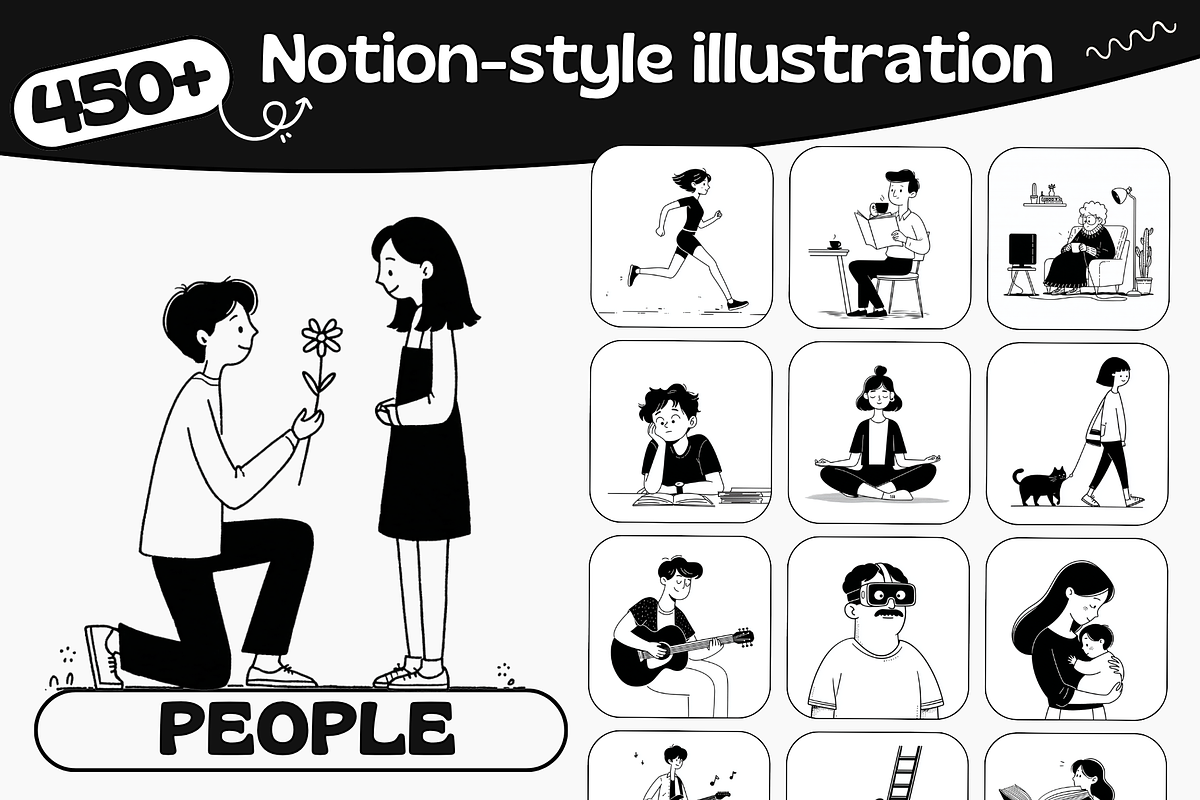 450 Notion Style People Illustration, a Person Illustration by DaisyStudio (Photo 1 of 10)