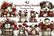 Whimsical Spring Peeking Animals PNG, an Illustration by Craft Nest (Thumbnail 1 of 12)