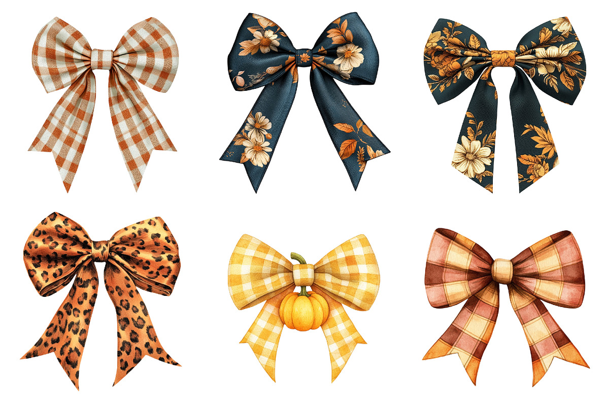 Preppy Fall Bow Clipart PNG, a Seasonal Illustration by designcity5 (Photo 4 of 5)