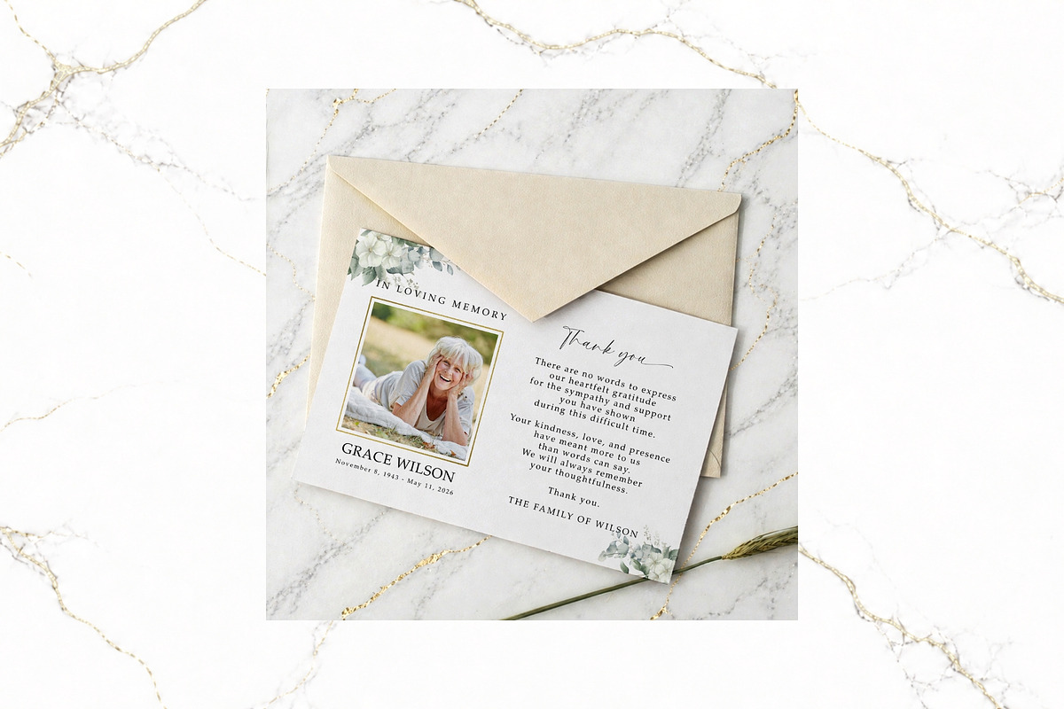 Funeral Thank You Card Canva FR007, a Card Template by TyphoonStudio (Photo 3 of 6)