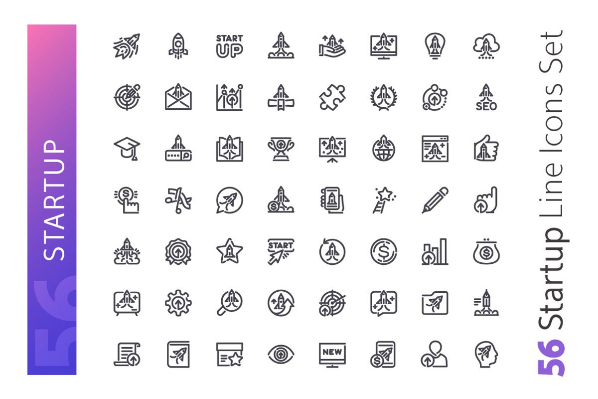 Startup Line Icons Set, an Outline Icon by Voysla's Shop (Photo 2 of 4)