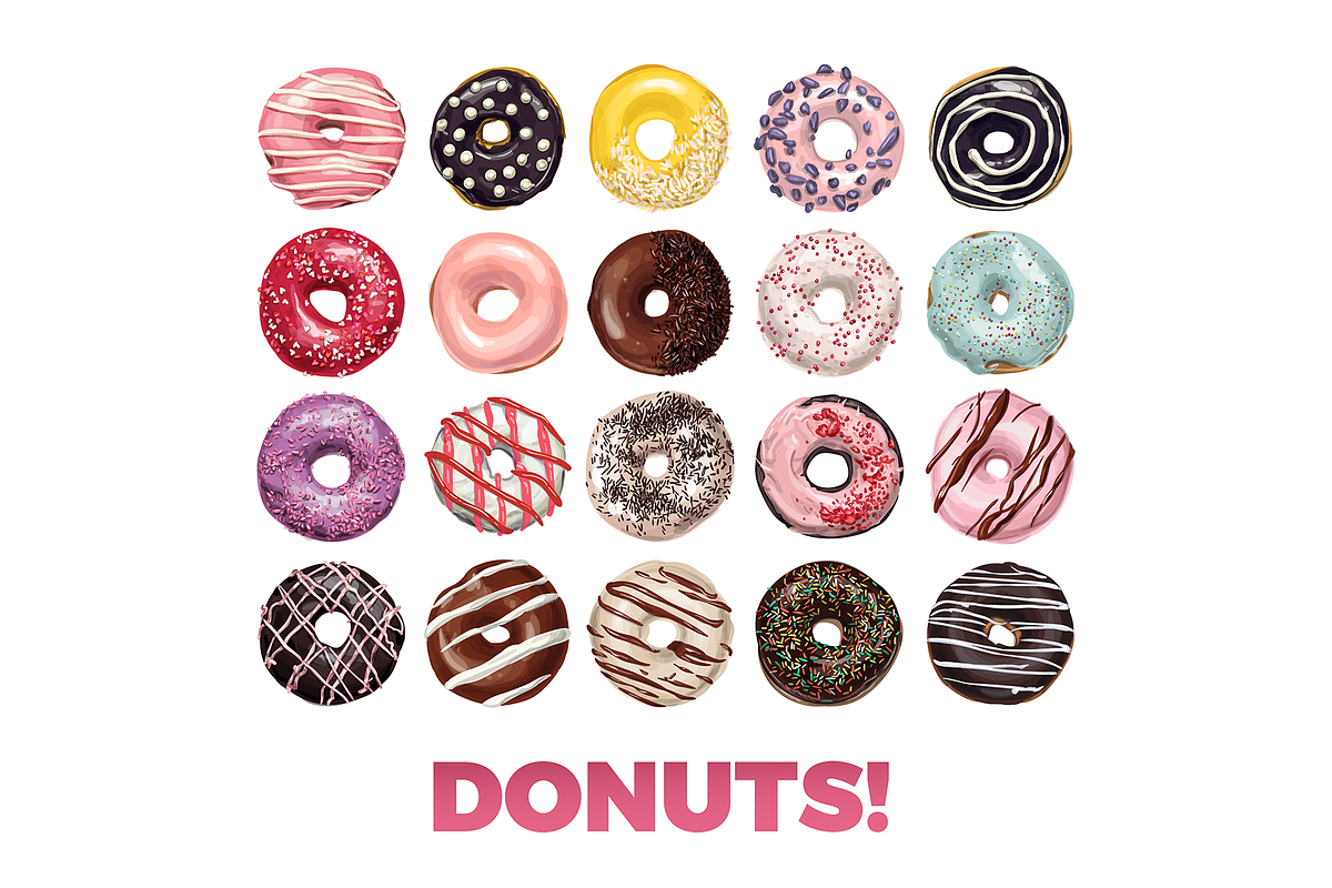 Donuts VECTOR illustrations, a Food Illustration by Natalka Dmitrova art (Photo 12 of 27)