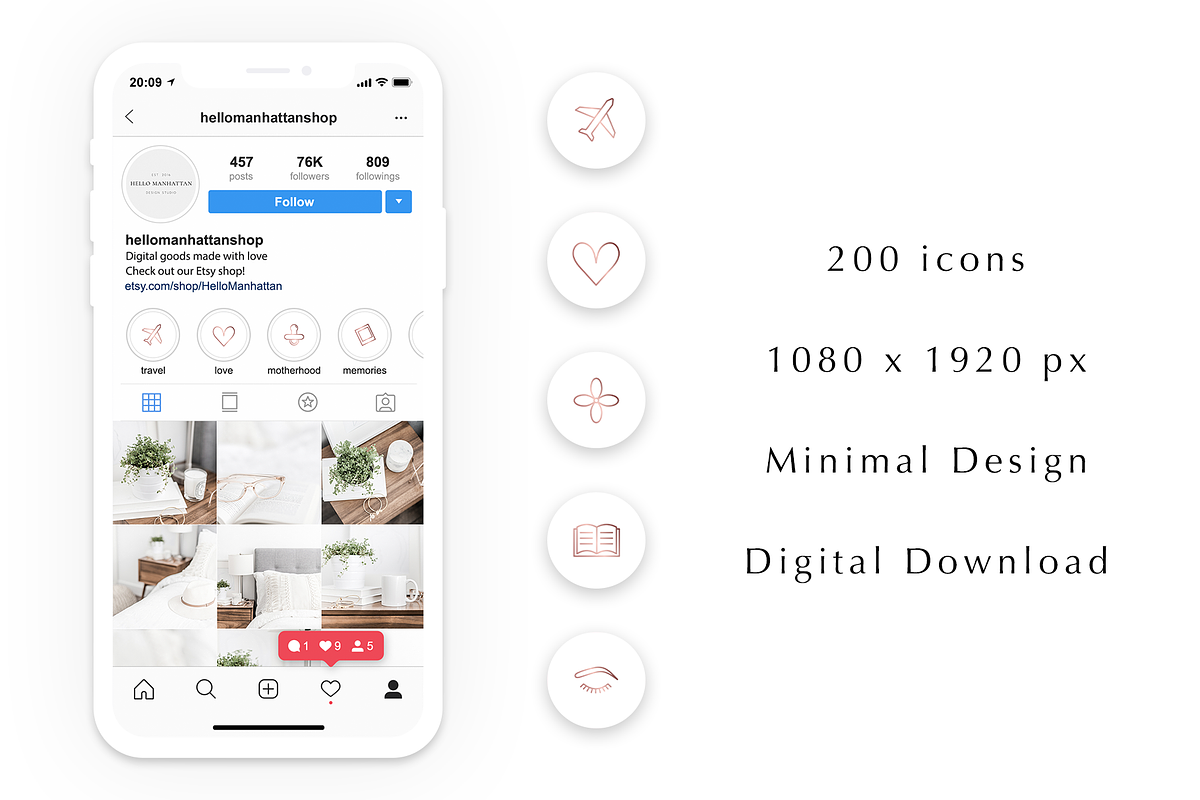 200 Instagram Story Highlight Icons, a Social Media Template by Blog&Glow (Photo 4 of 4)
