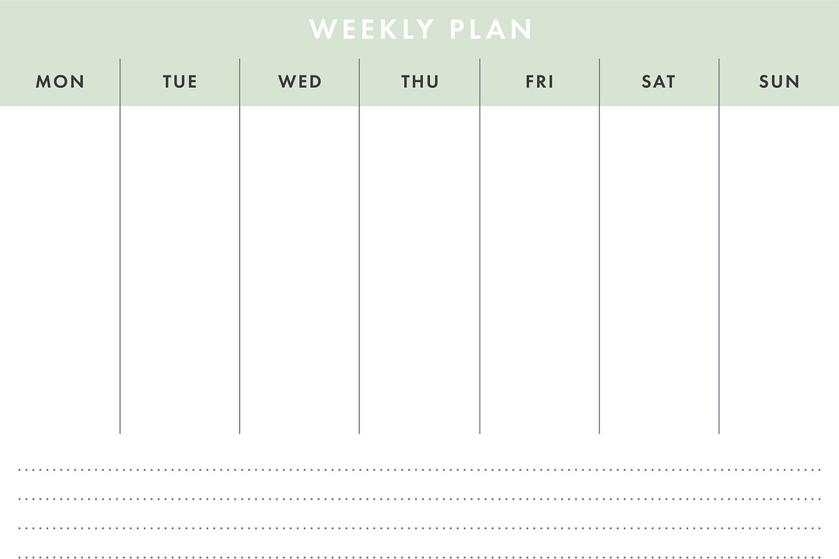Printable A4 Basic Weekly Planner, a Stationery Template by Krafti Lab