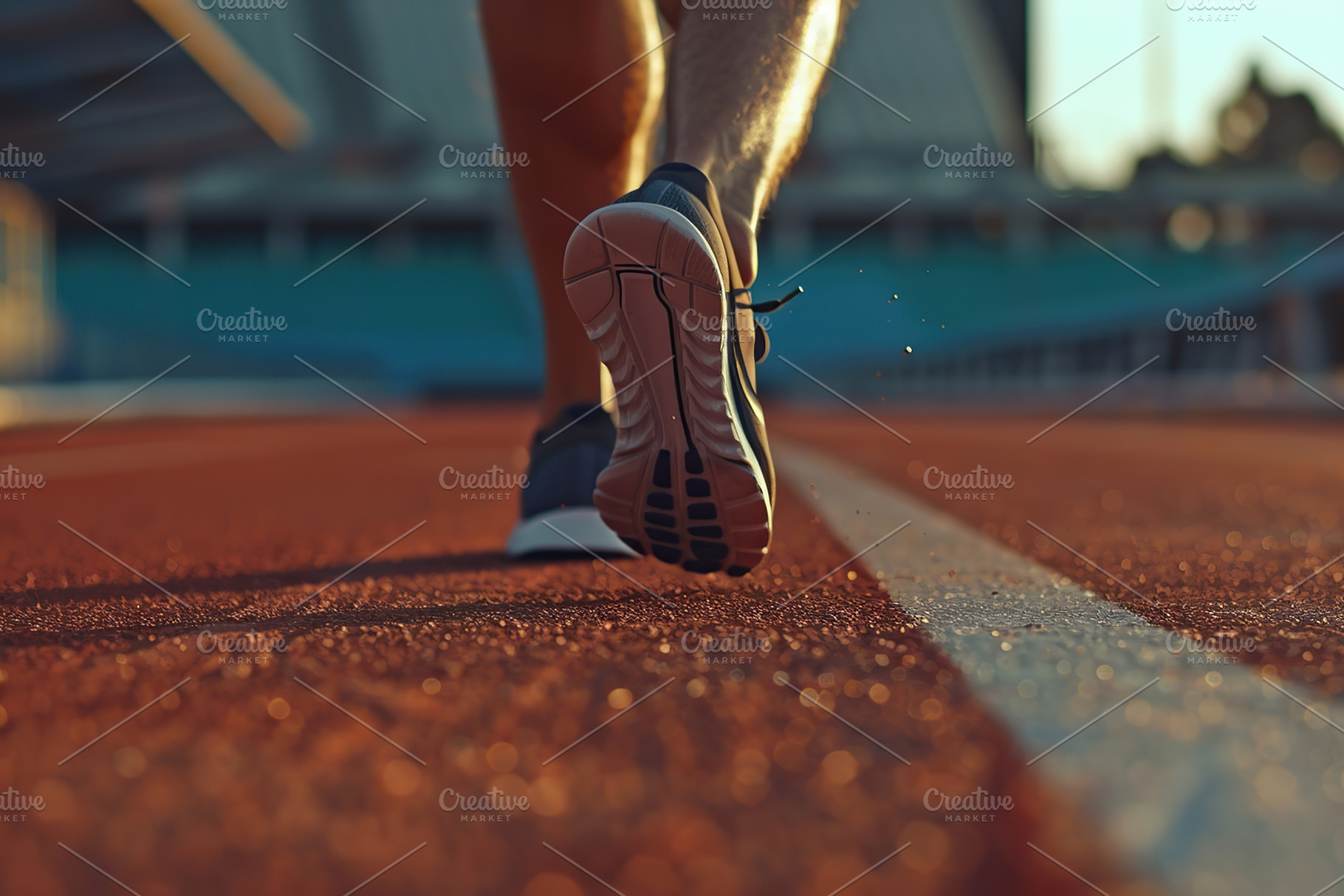Male feet running in sport shoes on stadium, a Sports & Recreation Photo by AlyaAnd