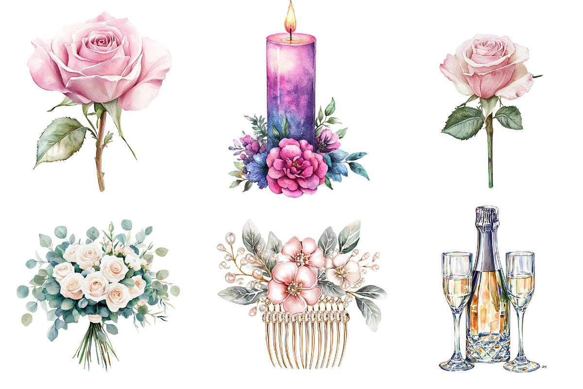 Elegant Wedding Sublimation Clipart, an Illustration by CreationArt (Photo 3 of 5)