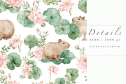 Capybaras Pattern, an Animal Illustration by Pati Charm Studio (Thumbnail 5 of 7)