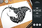 Ornate Calligraphic Horse, an Animal Illustration by Color and Decor (Thumbnail 1 of 3)