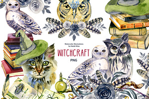 Watercolor WITCHCRAFT illustrations