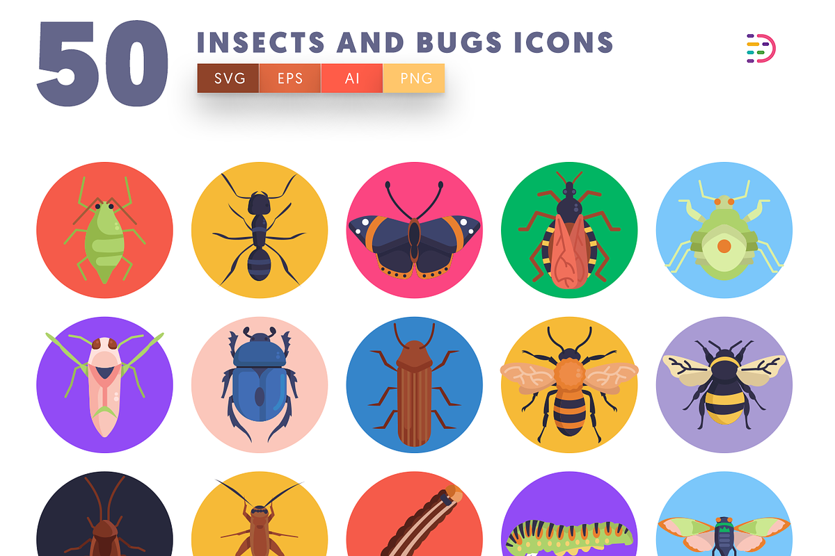 50 Insects and Bugs Icons, an Outline Icon by Dighital (Photo 3 of 10)