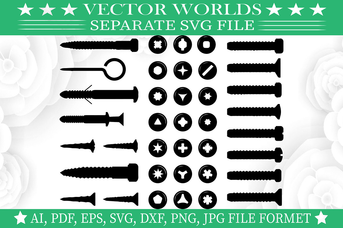 Bolt Screw SVG, Bolt Screws SVG, an Object Graphic by VectorWorlds (Photo 3 of 3)