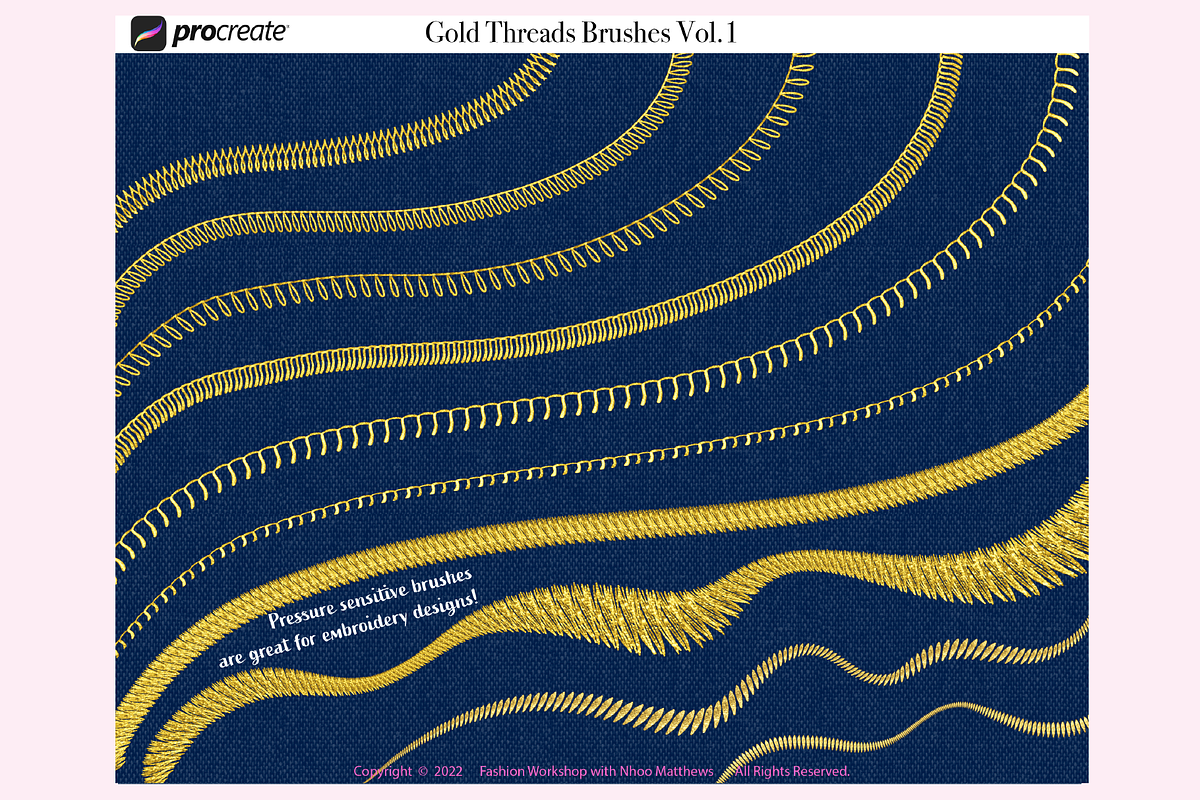 Procreate Brushes 42 Gold Thread Vol.1