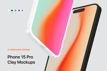 Phone 15 Pro - 21 Clay Mockups