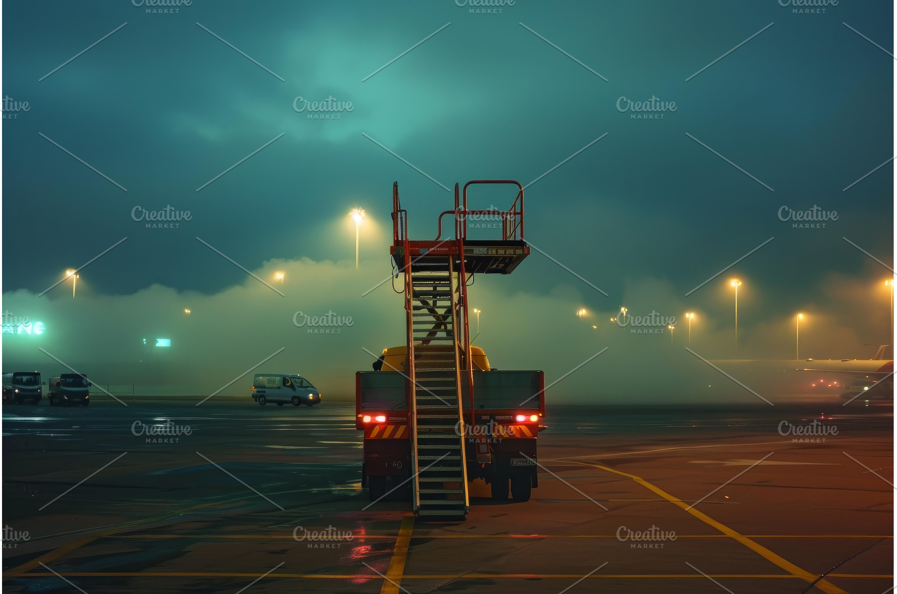 Airport service truck parked on, a Transportation Photo by Ylivdesign
