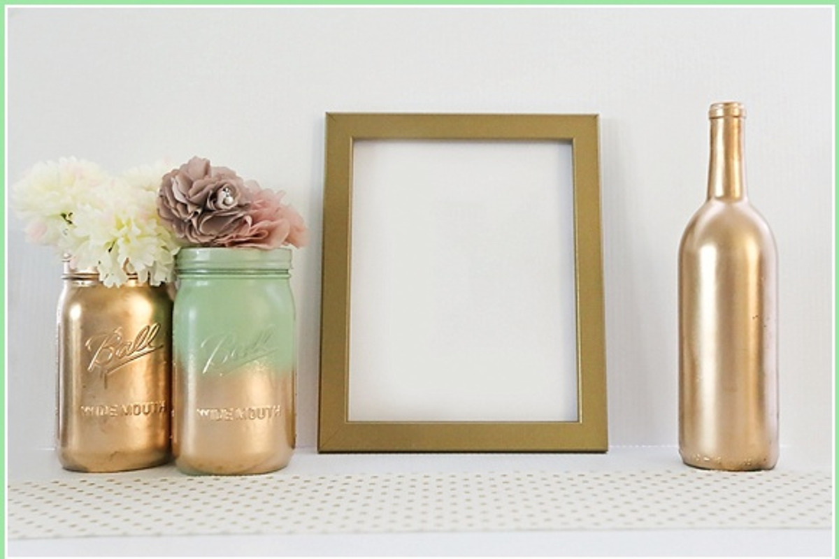 Gold on gold frame and jars mock up, a Print Template by Made By  Marisa