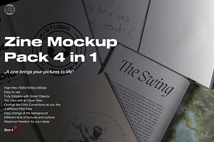 Zine Mockup Pack 4 in 1