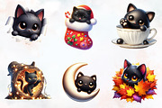 Peeking Black Cat Clipart, an Illustration by RobertsArt (Thumbnail 2 of 7)