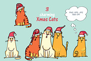 Xmas Cats: clip-art, patterns, cards, an Illustration by Zooza Art (Thumbnail 2 of 11)