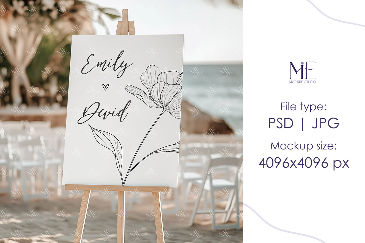 Easel Sign Mockup Beach Wedding PSD, a Mockup by Mie Mockup Studio (Photo 6 of 7)