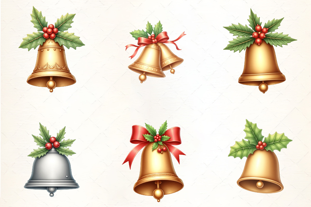 Christmas Bell with Holly Clipar, an Illustration by CrexoraLab (Photo 3 of 5)