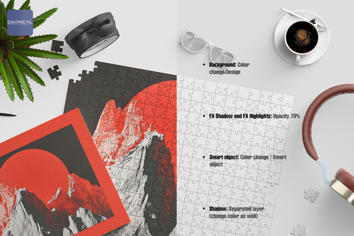 Dye sublimation Puzzle Mockup 16x20, a Household Mockup by GraphicVil (Photo 3 of 9)