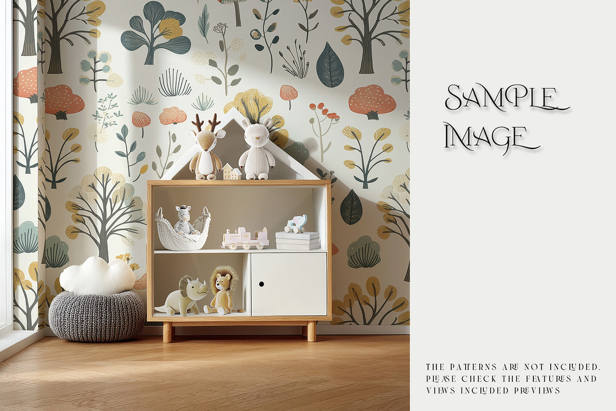 Nursery Wallpaper PNG & PSD Mockups, a Product Mockup by mock-ups