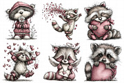 Valentine's Whimsical Raccoon Clipar, an Illustration by Daily.Designs (Thumbnail 4 of 8)