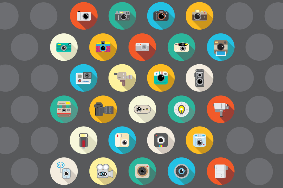 Awesome 27 Flat Vector Camera Icons, an Outline Icon by Ckybe's Corner