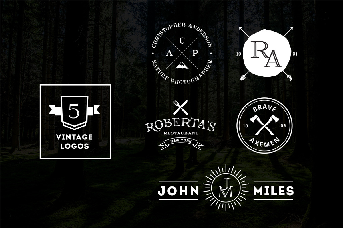 5 Vintage Logos, a Branding & Logo Template by DesignLux (Photo 2 of 5)