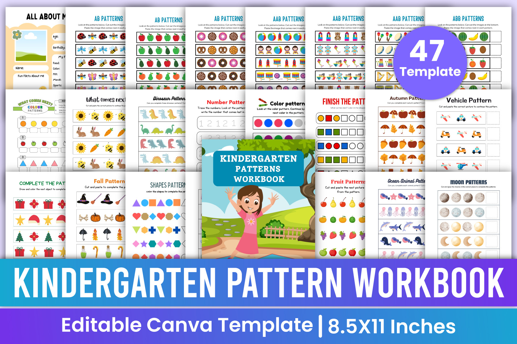 Kindergarten Pattern Workbook Kids