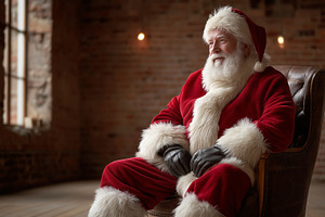 Jolly Santa Claus sitting in a chair, a Holiday Photo by MistyDay