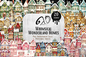 Whimsical Christmas Homes Clipart