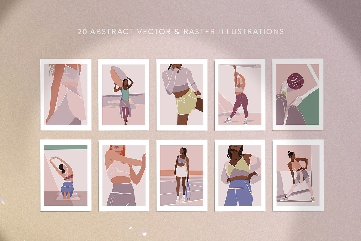 Sporty Girls Illustration set, a Healthcare Illustration by TiriCo (Photo 7 of 11)