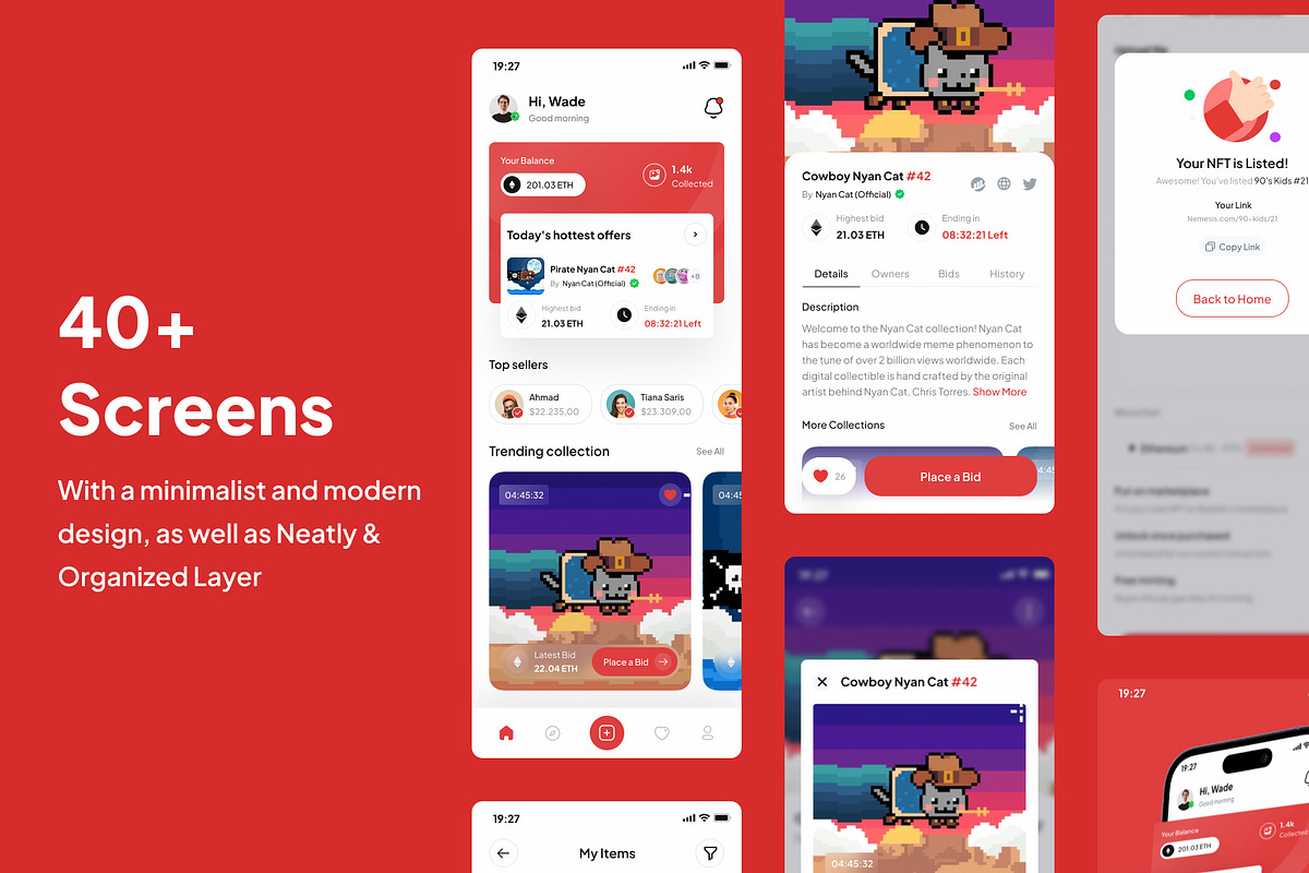 Nemesis - NFT Market Collection Apps, an UI Kit Template by Minialis (Photo 2 of 6)
