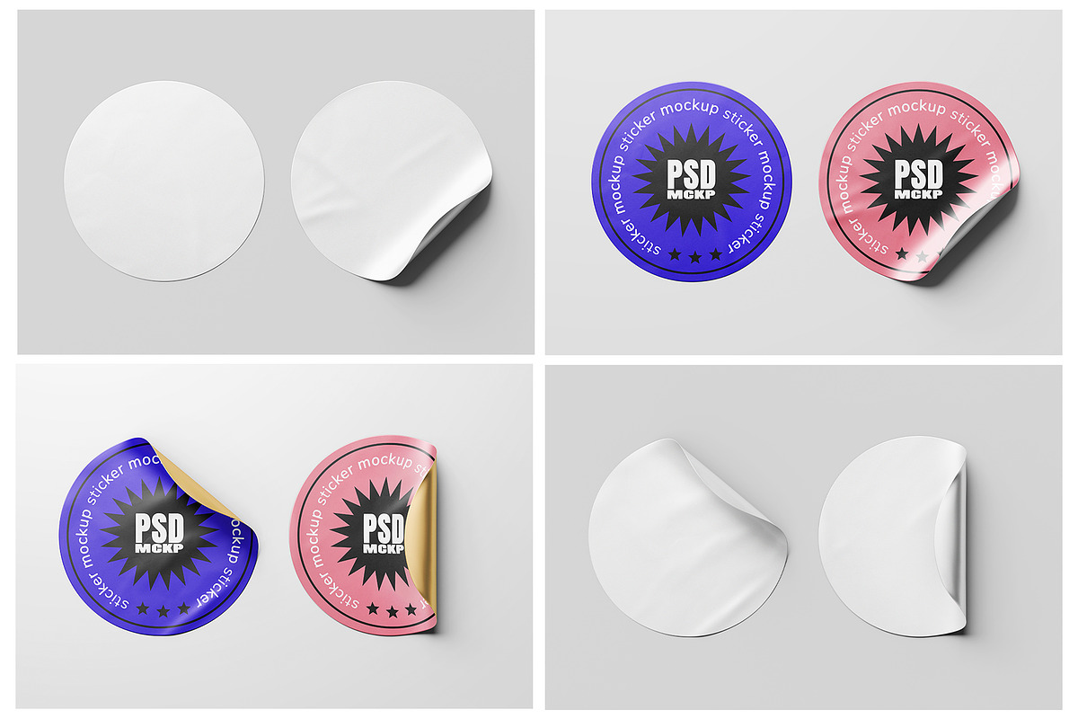 Round Sticker Label Mockup Set, a Merchandise Mockup by Remnand Studio (Photo 7 of 9)