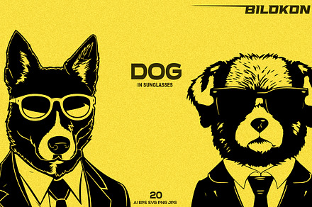 Dog in sunglasses and business suit, an Animal Illustration by Bilokon