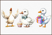 Watercolor Baby White Goose Birthday, an Illustration by Sublimation Artist (Thumbnail 3 of 6)