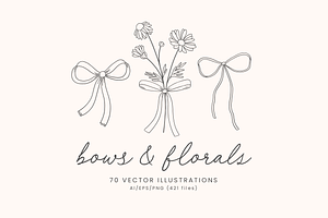 Floral Bows Vector Illustrations