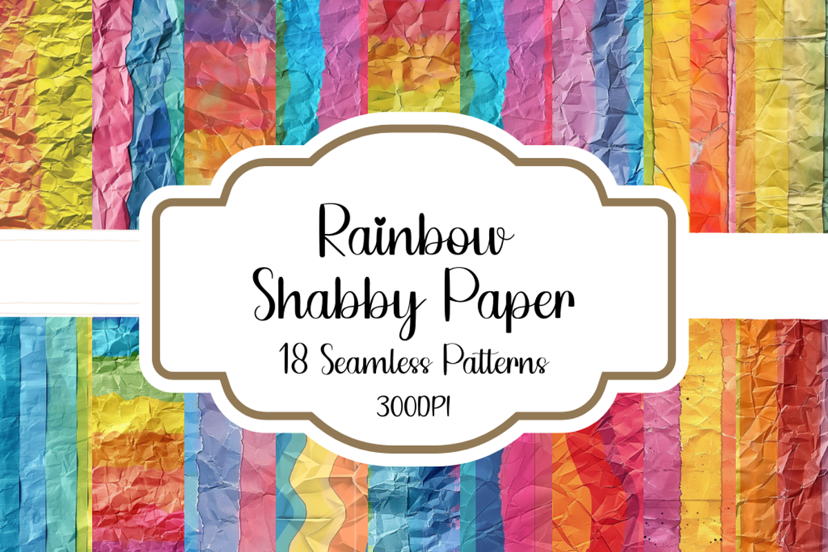 Rainbow Shabby Paper Patterns, a Pattern Graphic by PrintablesByFranklyn (Photo 1 of 4)