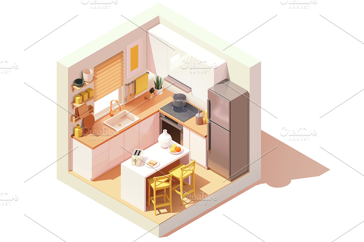 Vector isometric rooms, a Decorative Illustration by tele52 (Photo 17 of 23)