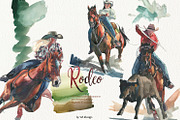 Rodeo Cowboys Watercolor Clipart, a Person Illustration by whiteheartdesign (Thumbnail 7 of 11)